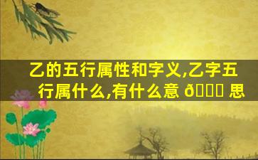 乙的五行属性和字义,乙字五行属什么,有什么意 💐 思